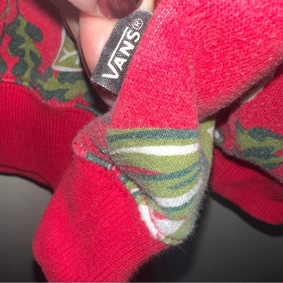 Vans Off The Wall Rare Red Tropical Floral Hawaiian Pullover Crewneck Medium - Picture 7 of 7